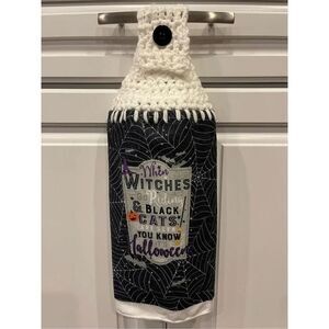 Crochet Top Kitchen Towel- Halloween when witches go riding